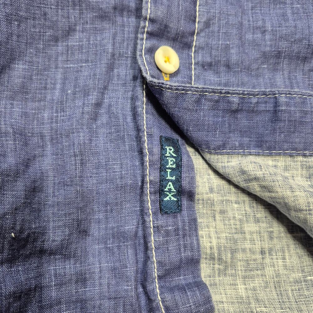 Tommy Bahama Relax Linen Men XXL Long Sleeve Shirt Blue Lightweight Marlin Logo - Picture 11 of 11
